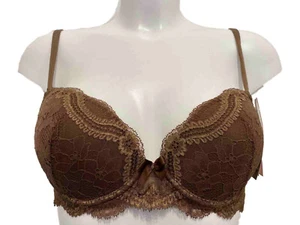 Simone Perele Avant Premiere Brown Bra Underwired Padded Push Up Floral Lace - Picture 1 of 8