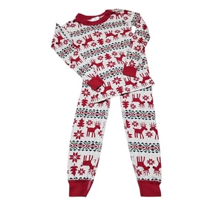 Hanna Andersson Christmas Pajamas Set Organic Cotton Reindeer UnisexSize 6-7 - Picture 1 of 7
