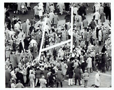 1956 Vintage Photo fans tear down goal posts at Football Game between Army Navy