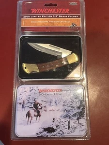 WINCHESTER 2008 Limited Edition 3.5" Brass Folder w/ Storage Tin - Picture 1 of 6