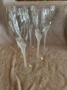 6 Antique Amaryllis Satin by Towle -  10 1/4” Champagne  Glasses - Picture 1 of 5