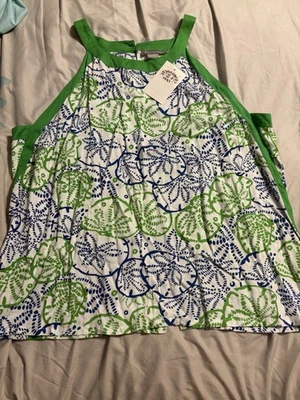 Peppermint Bay Women's Sleeveless Rayon Top Xl New With Tags Green/blue Print - Image 1 of 4