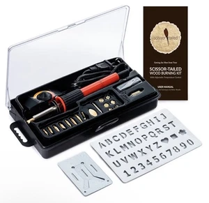 Holzbrennset 22-teilig, Stift mit einstellbarer Temperatur und 18 Spitzen & Zubehör - Bild 1 von 1