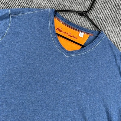 Camisa Robert Graham Para Hombres 2XL XXL Azul Manga Corta Informal Cómoda Diseñador Foto 1 de 4