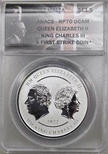 2022 Malta One Ounce .999 Silber 1,5 Euro ANACS RP 70 DCAM First Strike Münze - Bild 1 von 4
