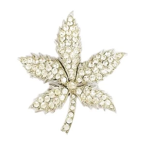 ORA Vintage Crystal Leaf Pin Brooch Rhinestone Silver #Vintage - Picture 1 of 6