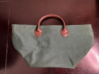 Herve Chapelier Green Tote Shoulder Bag Square Bottom 8 1/2”x9” Top 9”x12” Open - Image 1 of 3