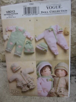 Vogue V8013 15" Doll Collection Clothes Jumpsuit Hat Overalls Linda Carr Design - Image 1 of 3