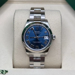 Rolex Datejust 31 NEW 2025 Blue Roman Dial Stainless Steel Fluted Bezel Oyster - Picture 1 of 8
