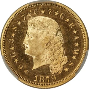 1879 $4 Flowing Hair Stella - Type 1 Flowing Hair. Judd-1635, Pollock-1833, J... - Picture 1 of 4