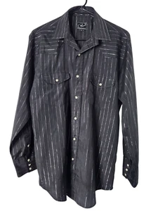 Roper Mens M Pearl Snap Button Up Shirt Western Long Sleeve Metallic Stripe - Picture 1 of 4