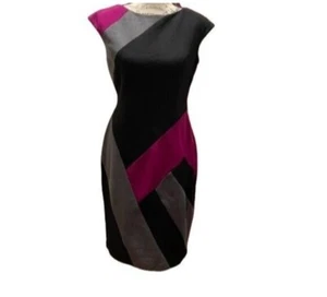 NWT Maggy London Black and Magenta Form Fitting Dress Size 6 - Picture 1 of 4