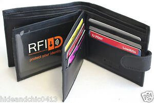 RFID  Genuine Leather Wallet. Colour: Black. Style No: 11004