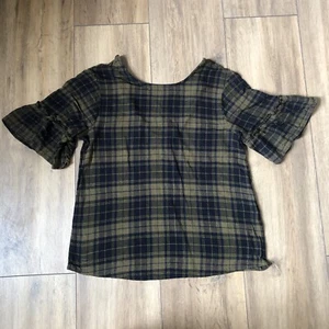 Marks & Spencer Limited Edition Viscose Plaid Blouse, Size 6, Short Sleeves 108 - Picture 1 of 7