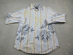 Indigo Palms Shirt Mens Medium Blue Floral Button Up Cotton Tommy Bahama - Picture 1 of 12