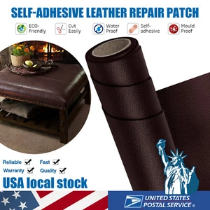 Coffee Leather Repair Tape Self-Adhesive Patch on Car Seat Couch Furniture Sofa - Picture 1 of 17