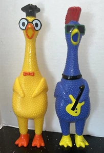 Rock N' Roll Chicken Guitar Graduate Squeak Squeezable Rubber Jaru lot of 2 - Picture 1 of 4