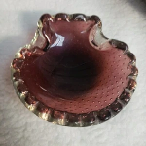 Vtg Murano Purple Bulicante Bubbles Bowl Amethyst Glass MCM Silver Aventurine - Picture 1 of 5