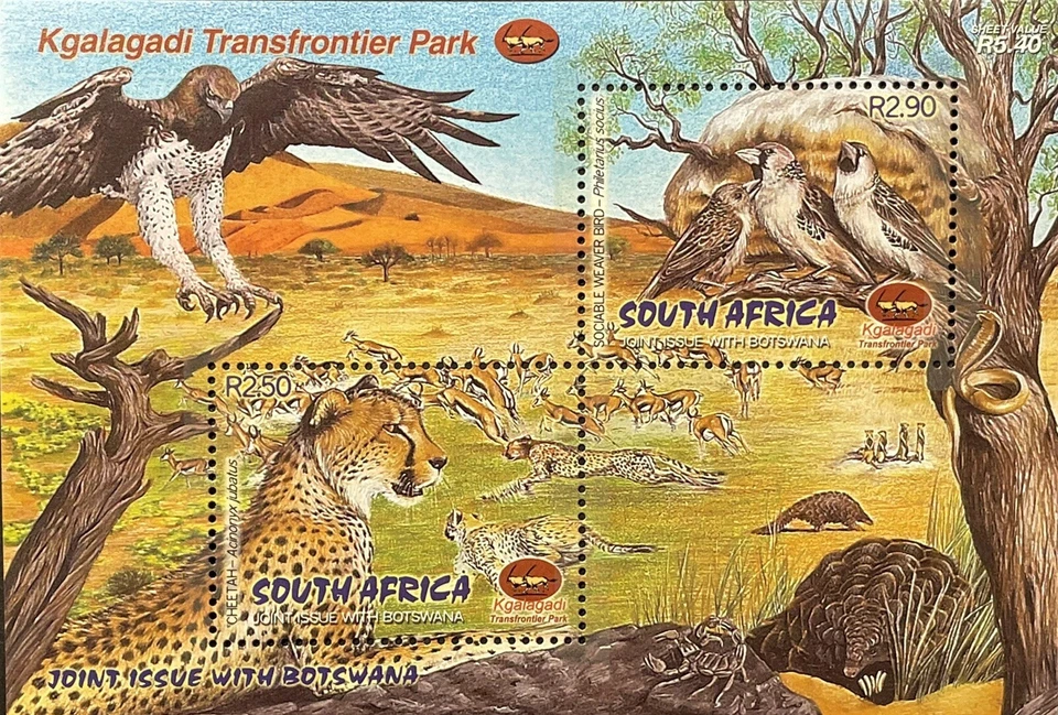 SOUTH AFRICA WILD ANIMALS STAMPS 2001 MNH KGALAGADI TRANSFRONTIER PARK CHEETAH 1 - Image 1 of 1