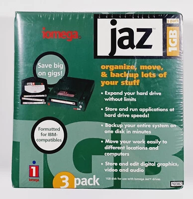 Iomega 10387 Jaz 1GB Disk Cartridge 3 Pack Formatted For IBM Compatibles - NEW - Image 1 of 4