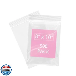 iMailer - 500 Pcs- 8" x 10" Plastic Zip Poly Bags- Clear Resealable Zip Bag f - Bild 1 von 5