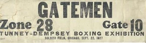Tunney vs Dempsey Boxing Match GatemanTicket 9/22/1927-elusive-VG - Picture 1 of 1