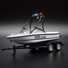 MIAMI BEACH POLICE SKI & WAKEBOARD SPEED BOAT ON TRAILER 1:64 SCALE PROP MODEL