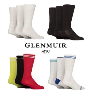 Mens Bamboo Sports Socks Glenmuir Half Cushioned Crew Length Many Colours 3 Pack - Picture 1 of 12