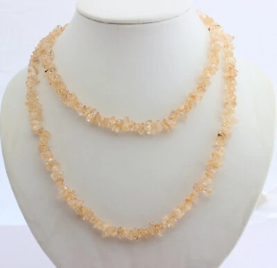 Citrin (gefärbt) Kette Edelstein Splitterkette Getrommelt Gelb  ca. 90 cm lang - Bild 1 von 2