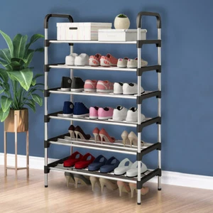 Portable 6-Tier Shoes Rack Stand Compact Space Saving Storage Footwear Shoe Rack - Picture 1 of 15