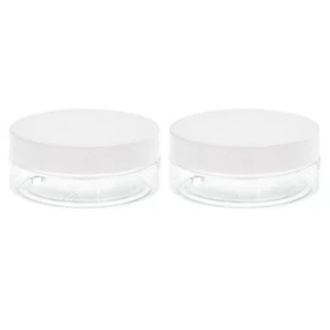 Unique Bargains Round Clear Plastic Storage Jars with White Screw Top Lids,2 Pcs - Picture 1 of 5