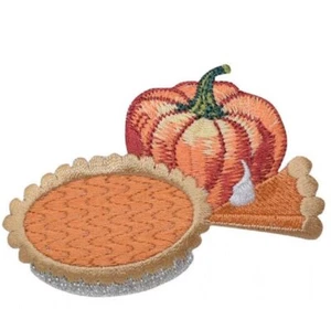 Pumpkin Pie Applique Patch - Thanksgiving Dessert Food Embroidered Badge 2.75" - Picture 1 of 2