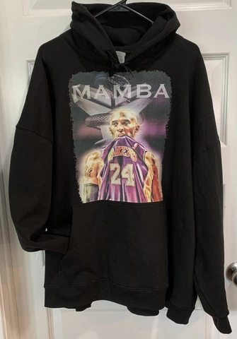 MAMBA Kobe Bryant Hoodie Black Mamba LA Lakers Men’s Size 4XL Hooded Sweatshirt Cover