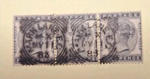 QV GB 5d Indigo Strip Of 3. See Desc. Ref Jun2024 - Picture 1 of 3