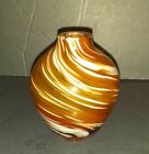 MURANO Italy Art Glass Round Bud Vase Multi-color Bullicante Swirl MINT