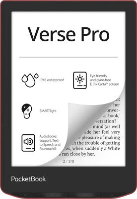 PocketBook Verse Pro eReader Rot eBook 6" eINK Touch WLAN IPX8 SMARTlight NEU - Bild 1 von 3