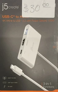 j5create JCA399 USB-C HDMI 4K 144Hz, USB 3.2 & USB-C with Power Delivery 100W - Afbeelding 1 van 2