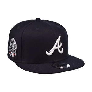 Gorra New Era Atlanta Braves 9Fifty parche lateral para hombre con cierre a presión azul marino - Imagen 1 de 5