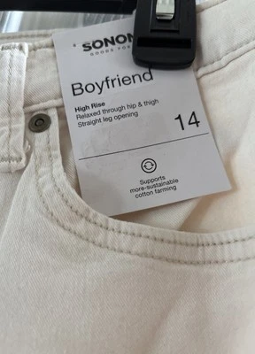 Sonoma Women’s Jeans Boyfriend Size 14 High Rise Ivory Cream New - Image 1 of 4