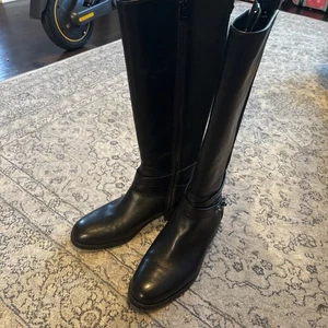 Botas vaqueras occidentales Coach para mujer talla 7,5 Essex de cuero negro con montura - Imagen 1 de 7