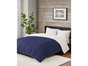Premier Comfort Reversible Micro Velvet and Sherpa Down Alternative Twin Comfort - Picture 1 of 5