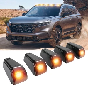 For Honda CR-V SUV Powered Wireless Solar Roof LED Cab Marker Light Amber 5pcs - Foto 1 di 12
