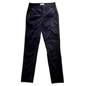 Black Velvet Sailor Pants SZ 6 High Rise Button Front Quiet Luxury Style Loft  - Picture 1 of 17