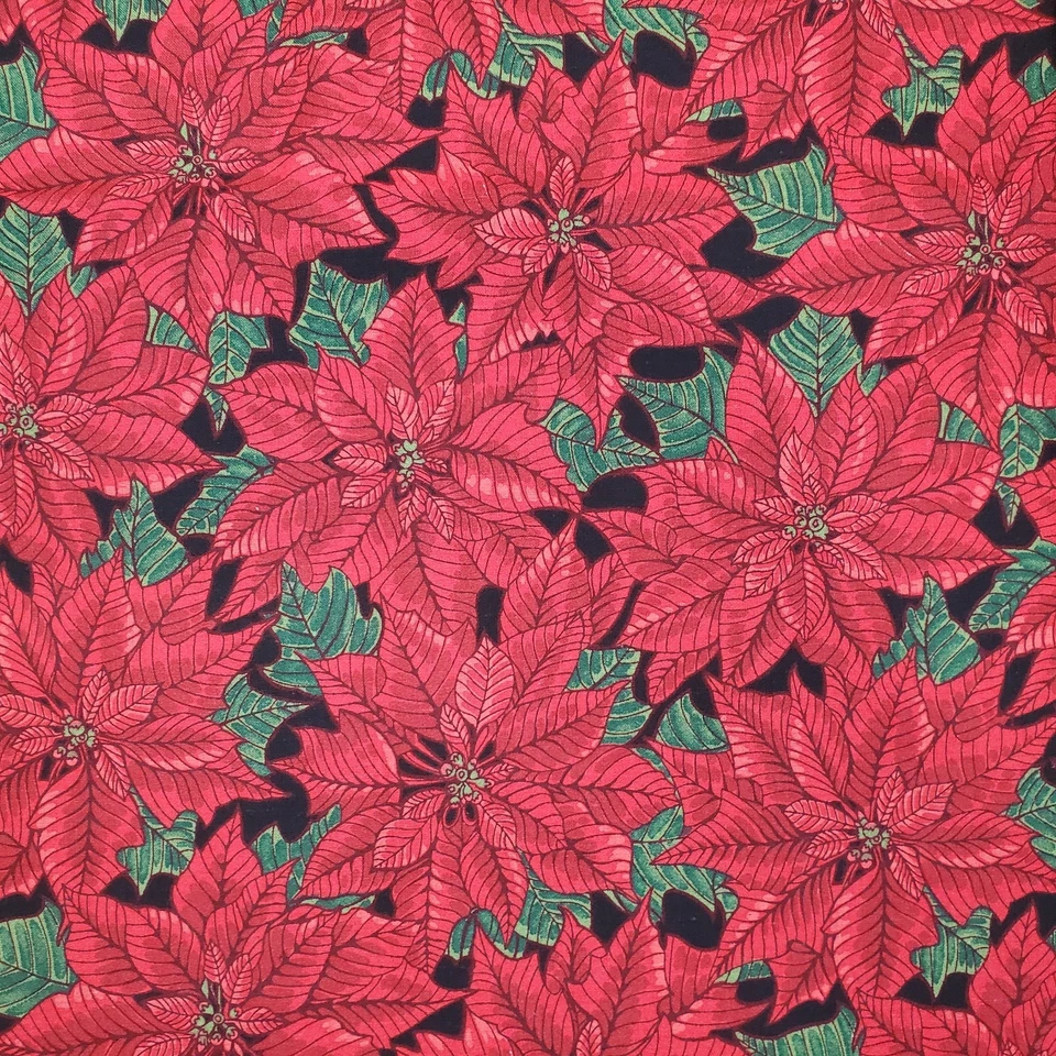 Jinny Beyer Yuletide Fabric Poinsettias Christmas 62 x 44 - Image 1 of 4