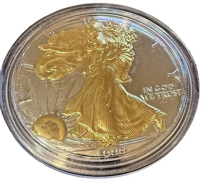 1999 - American Silver Eagle - Ouro 24K Dourado - Simplesmente lindo: - Imagem 1 de 2