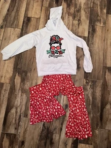 Youth Girls Christmas Outfit With Flare Pants, Size 10Y - Picture 1 of 1