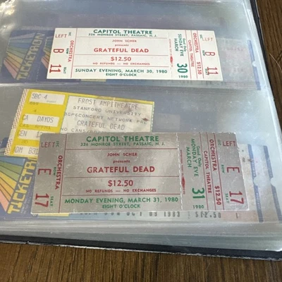 ONE Grateful Dead-1980 RARE Unused Concert Ticket (Passaic-Capitol Theatre)-MINT - Image 1 of 4