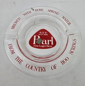 Cenicero de Cerveza Perla De Colección “Elaborado con Agua Pura de Manantial” Vidrio Transparente Estampado Rojo 5” - Imagen 1 de 5