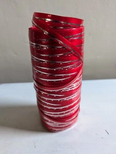 Large 8" Spool Of Red And Silver 3/8" Wide Christmas Ribbon - Picture 1 of 11