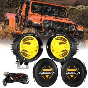 2Pcs Auxbeam 4" Bead Amber LED Pods Driving Light Work Lights Bar w/ Dust Cover - Picture 1 of 12